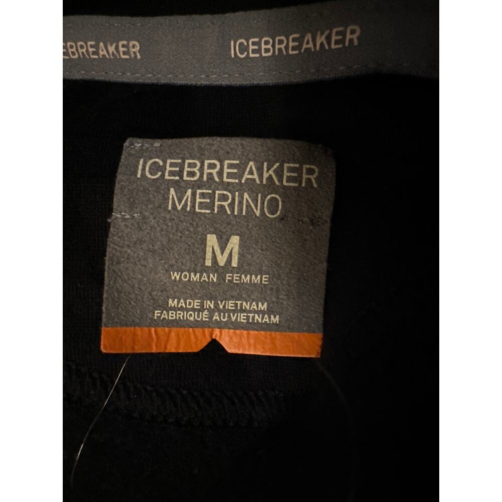 Women M Icebreaker Merino Wool Cascade Fleece Black Full Zip Hoodie Jacket Coat - Picture 7 of 9